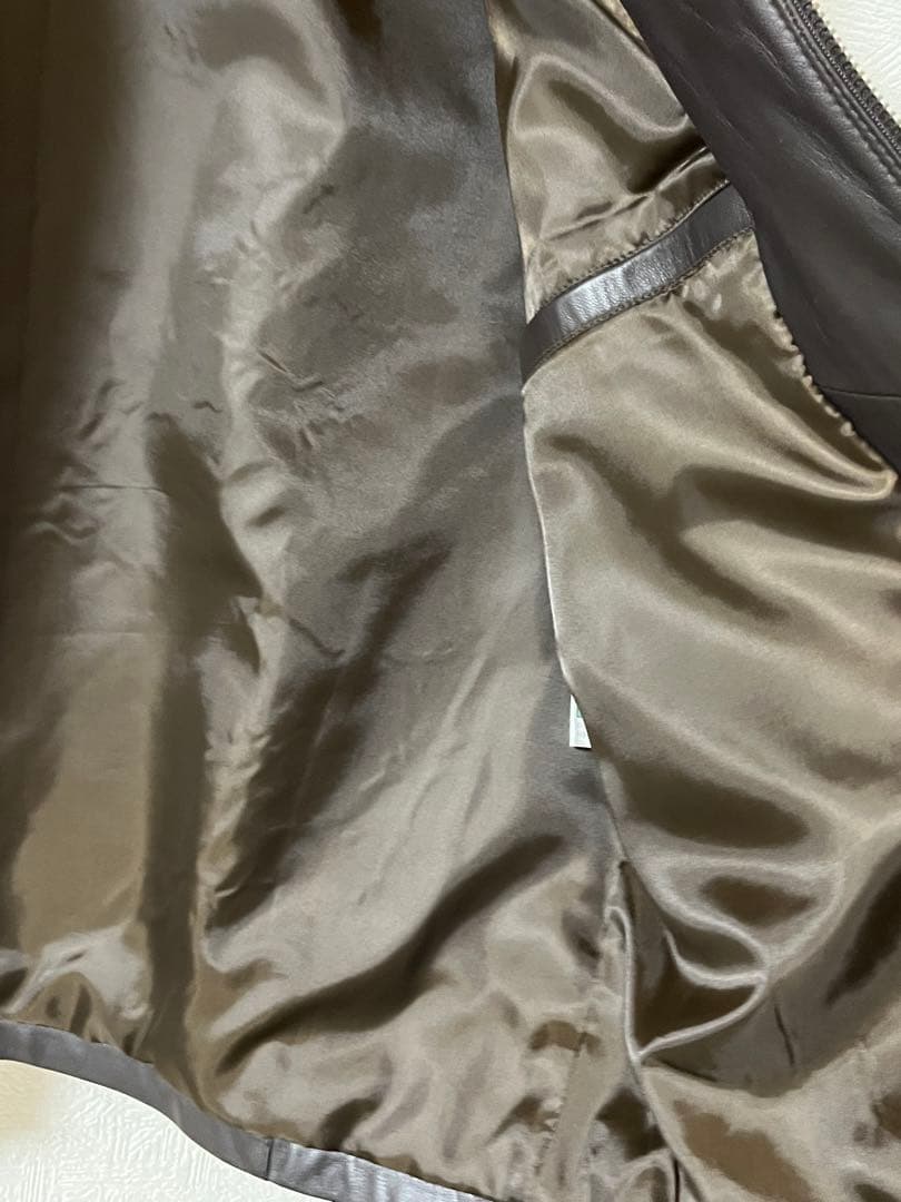 ★イタリア製羊革✨★ダークブラウン★ライダースジャケット★革ジャン★