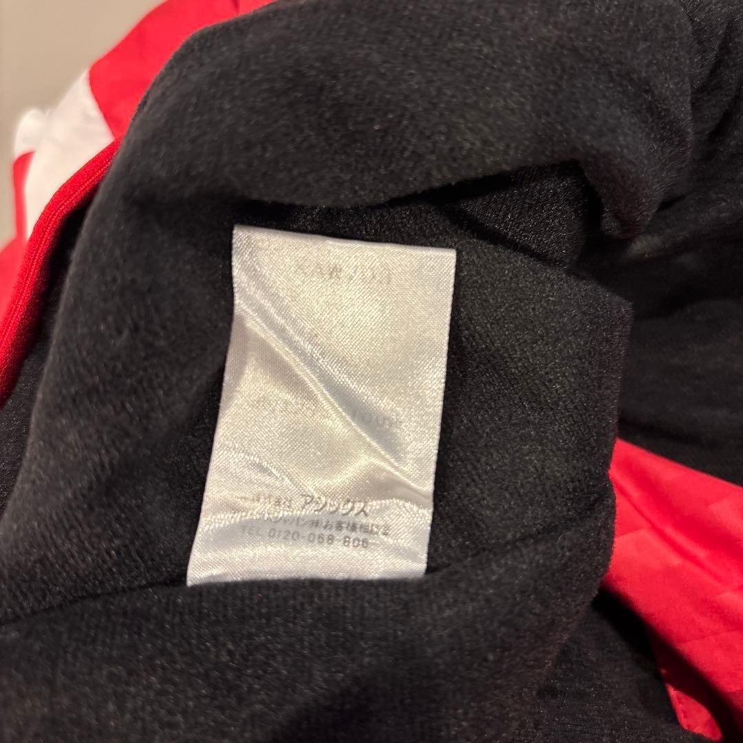 美品 ASICS ウインドブレーカー上下セット レッド/ホワイト/ブラック M