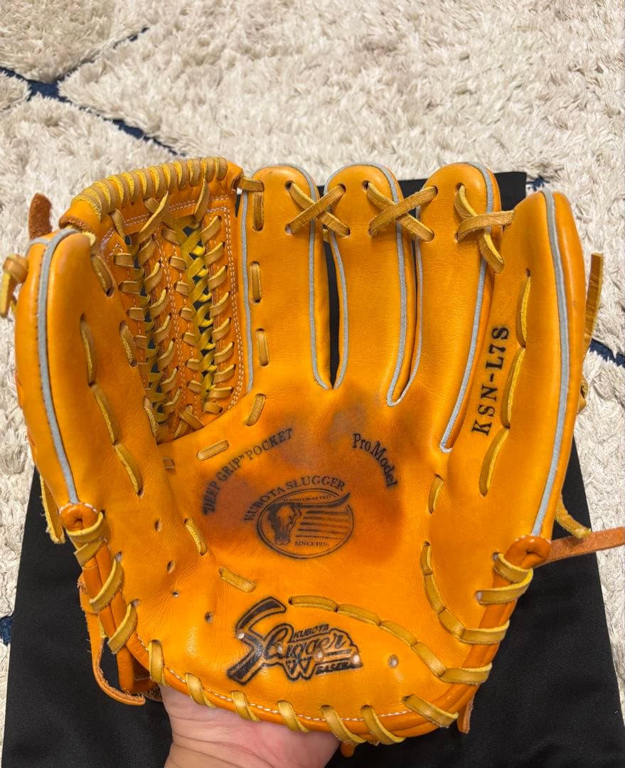 【軟式用】 久保田スラッガー 野球 グローブ 内野手 オレンジ 付属品付き