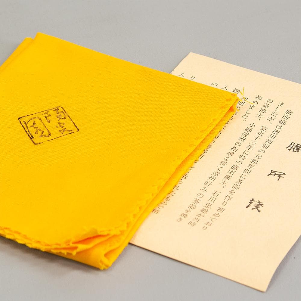 膳所焼 窯元 陽炎園 造 淡海ぜぜ 色絵秋草茶碗 共箱 茶道具 抹茶碗