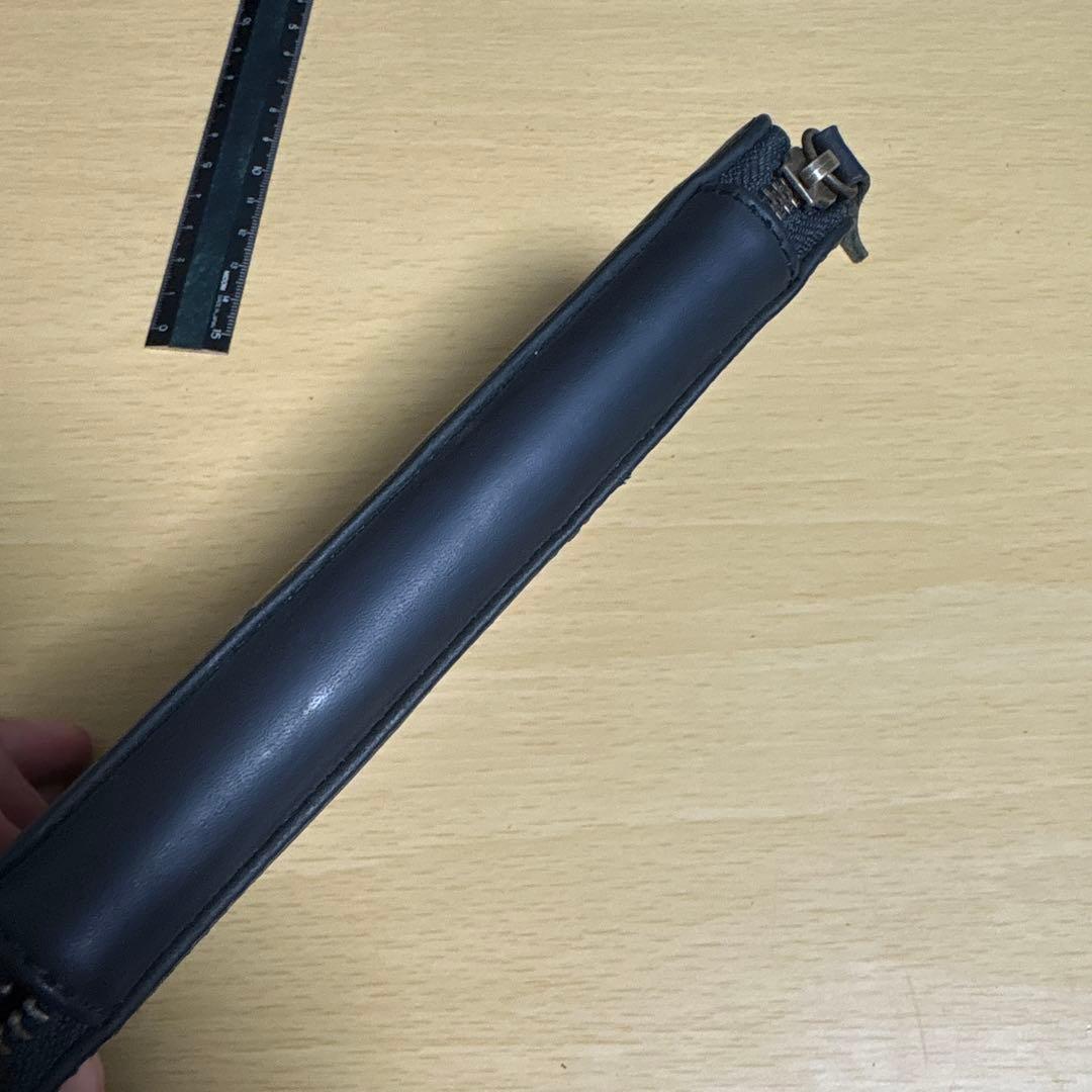 バハギア&クラフト　ラウンドジップ型ペンケース　オリジナルブラック　革の定規