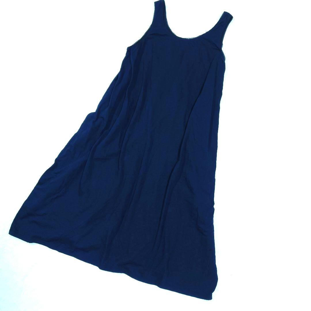 45rpm ノースリーブ ワンピース 藍染 レース ティアード コットン リネン