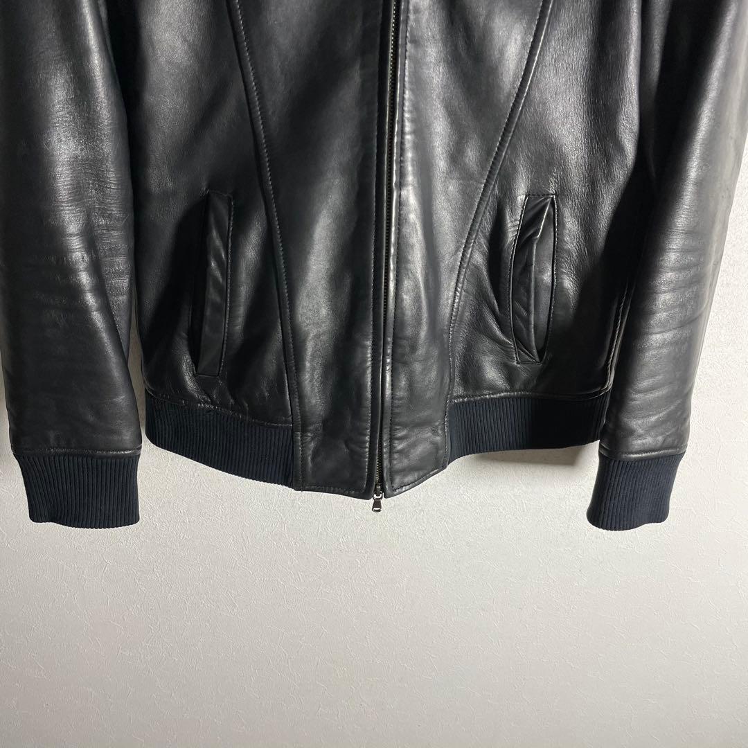 【2020年製】トルネードマート シープスキン ラムレザーリブブルゾン 黒 M
