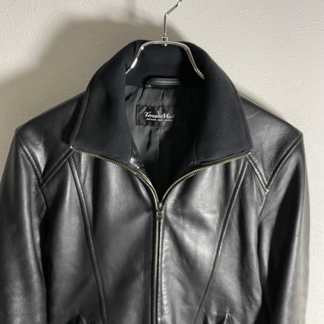 【2020年製】トルネードマート シープスキン ラムレザーリブブルゾン 黒 M