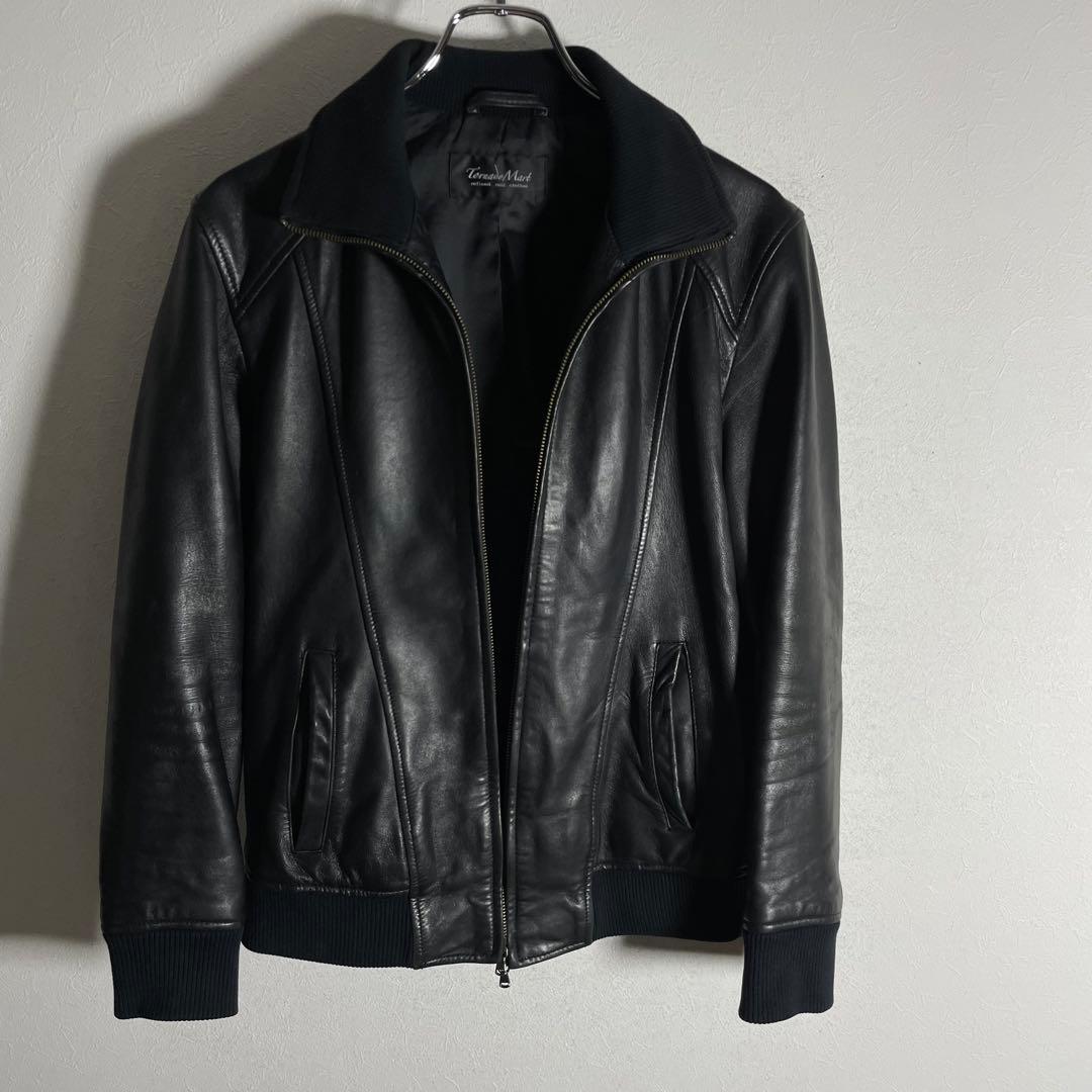 【2020年製】トルネードマート シープスキン ラムレザーリブブルゾン 黒 M