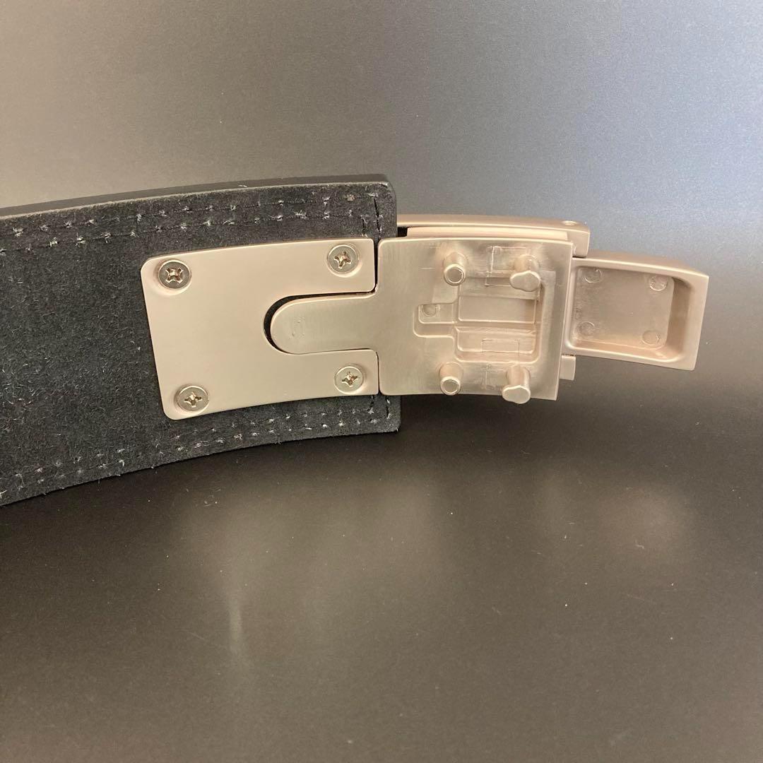 パワーリフティングベルト レバーアクション 本革 茶×マット銀 可変式 筋トレ