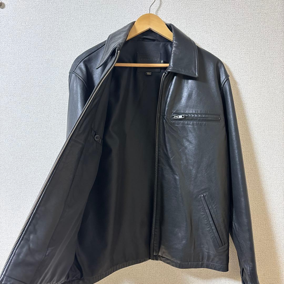 【美品】COACH 本革 90s レザー シングル ライダースジャケット 黒 S