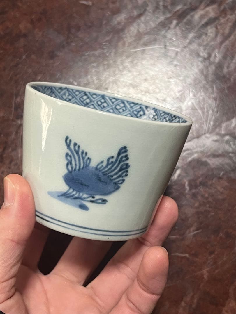 古伊万里　窯傷完品　海底　貝　海藻　そば猪口　蕎麦猪口　そばちょこ　コレクション