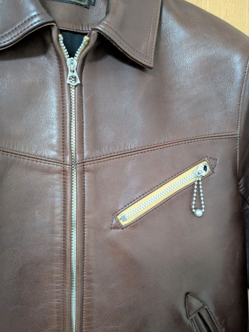 【希少】LOST CONTROL☆ブラウンシングルライダースジャケット☆サイズ3