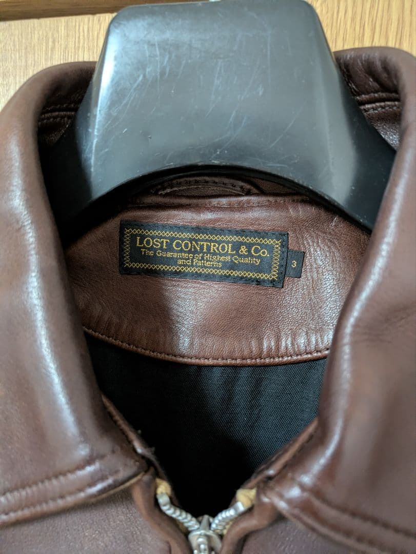 【希少】LOST CONTROL☆ブラウンシングルライダースジャケット☆サイズ3