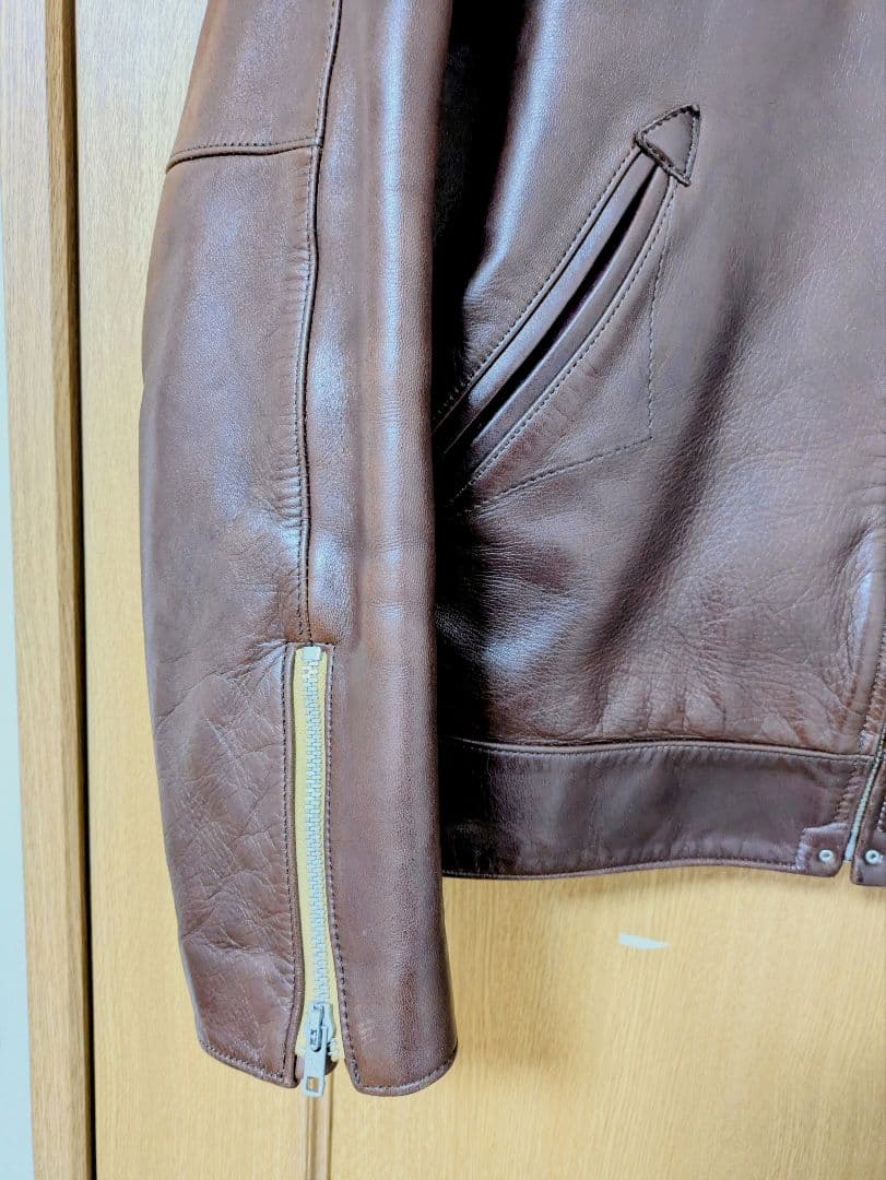 【希少】LOST CONTROL☆ブラウンシングルライダースジャケット☆サイズ3