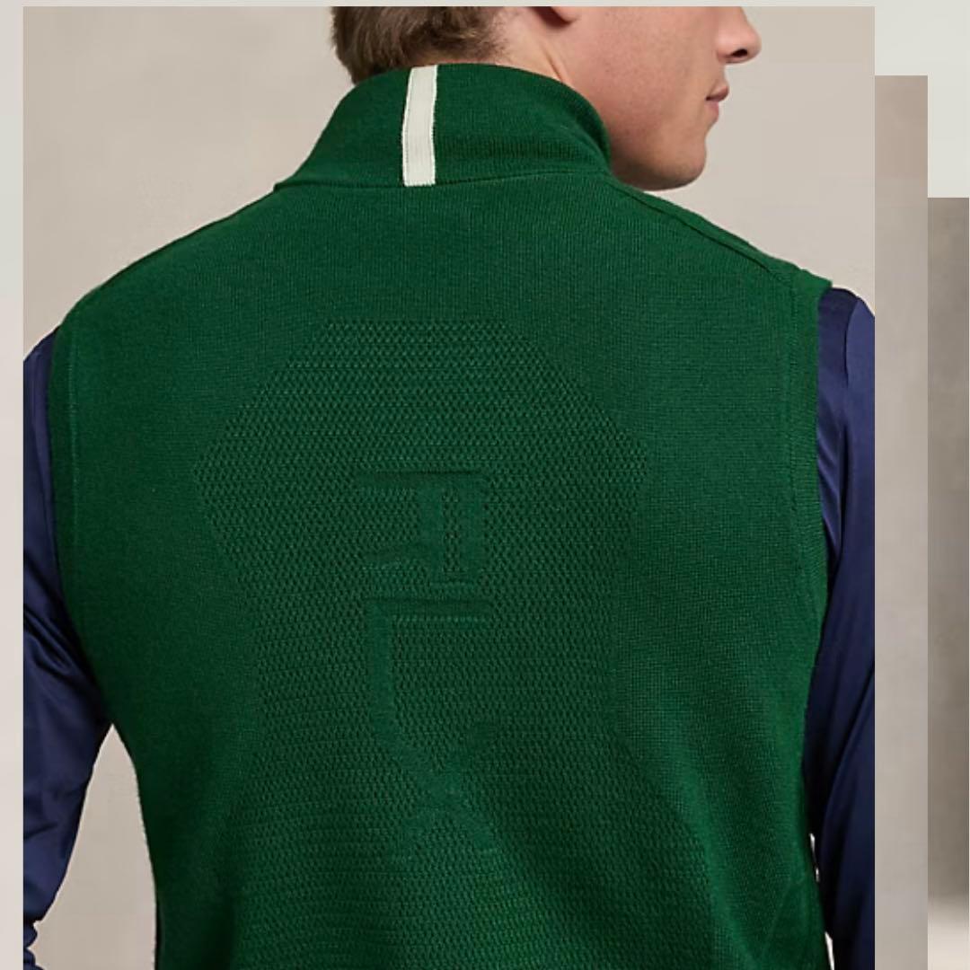 新品 RLX ゴルフ フルジップ セーター ベスト Sラルフローレン グリーン