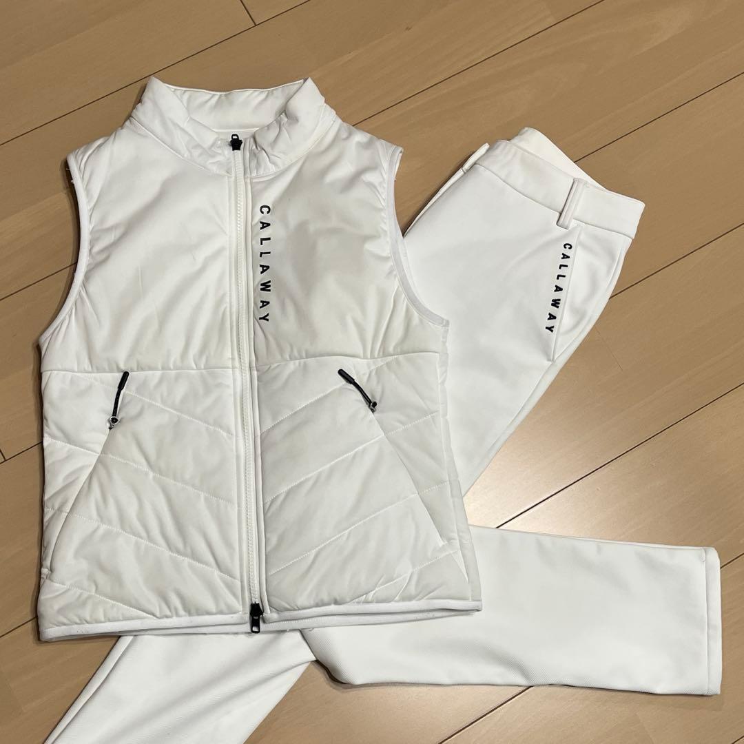 キャロウェイ裏起毛ロングパンツ　ホワイト 白　レディース【S】