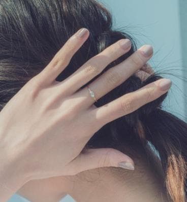 エテ K10YG レイヤード ムーンストーン リング