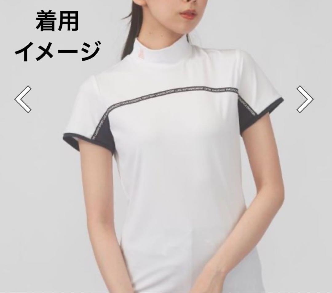 ランバン　ゴルフ　モックネック　白　黒　オレンジ　春夏　レディースＬ　極美品
