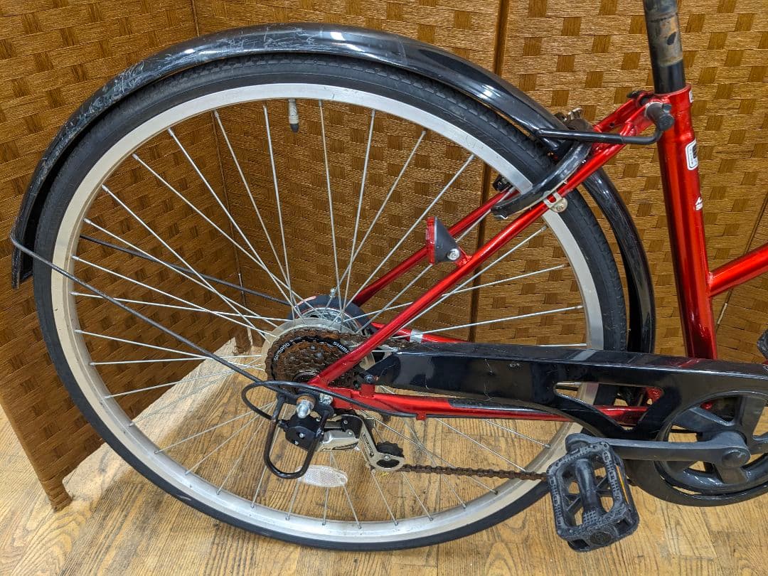 U070 普通自転車　27インチ 6段変速 レッド