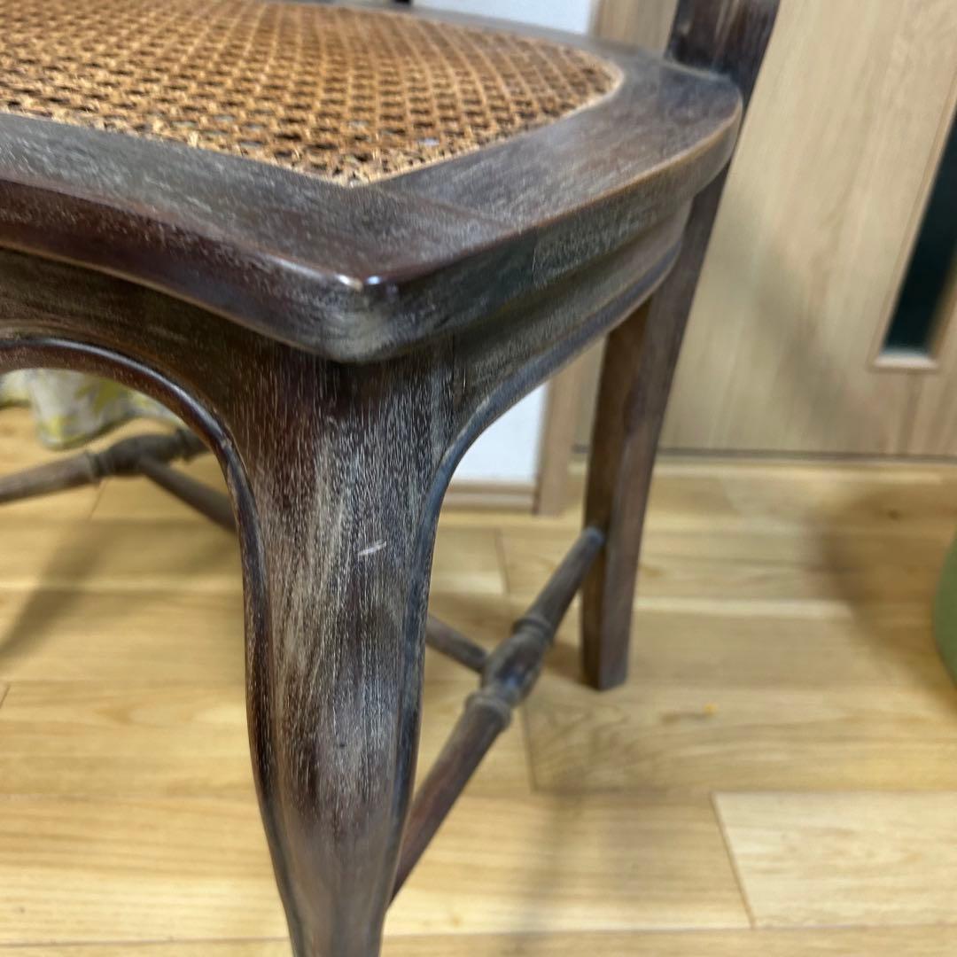 アンティーク　ヴィンテージ風　ヨーロピアン調　マホガニー×ラタン　チェア