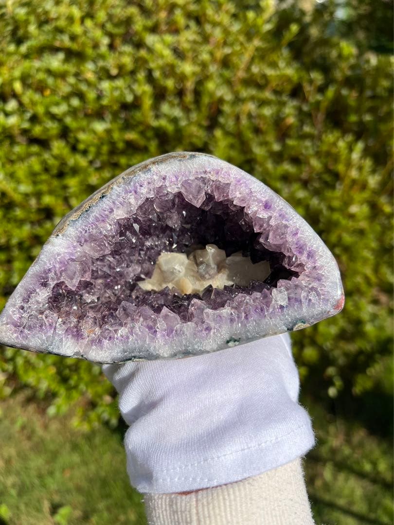 A166 高品質アメジストドーム クラスター カルサイト共生 パワーストーン