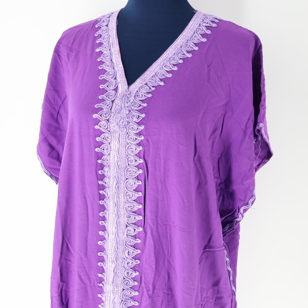 【ベリーダンス用衣装】パープル ガラベーヤ ワンピース ドレス チュニック