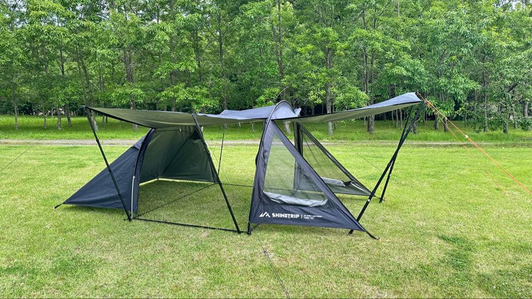 バイクが入るトンネルテント　ブラック