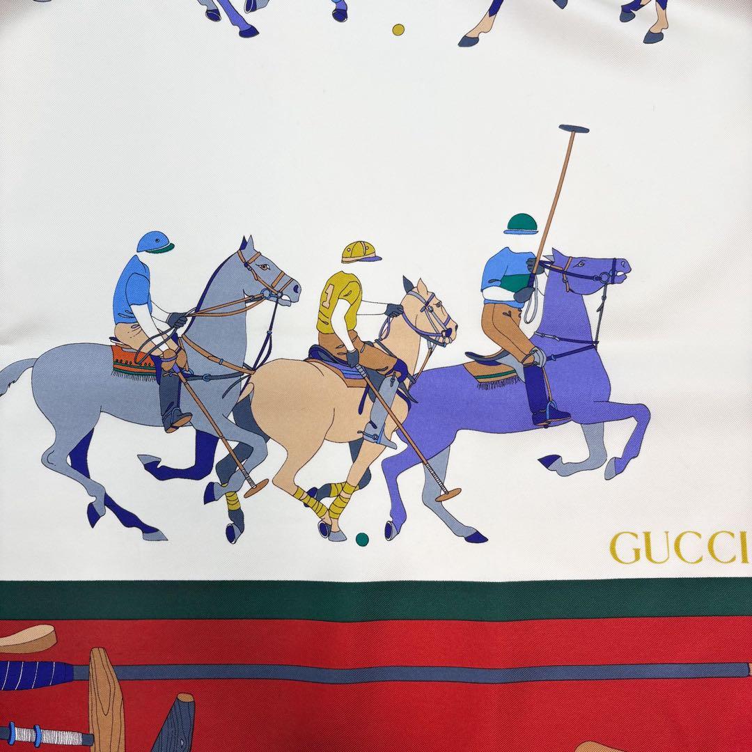 ♡美品♡ グッチ スカーフ 馬柄 大判 シルク100％