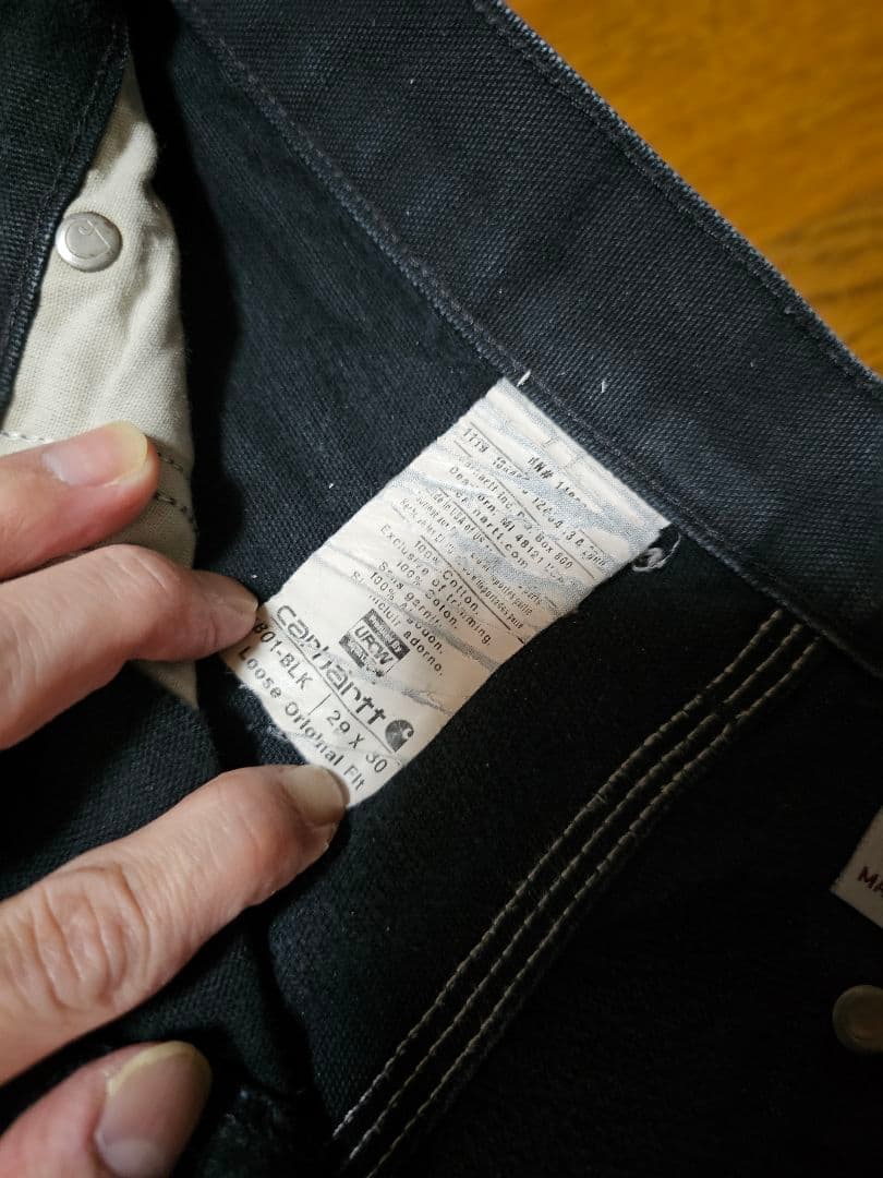 ヴィンテージ★USA製★鬼フェードカーハートダブルニー黒ブラックダックパンツ29