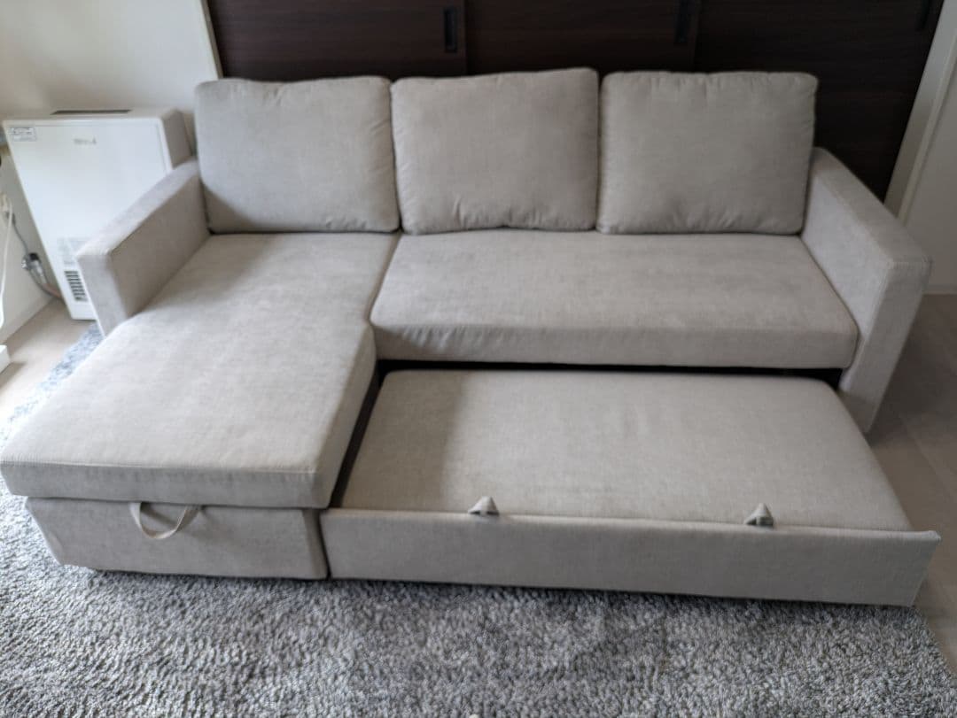 ニトリソファー　カウチソファー　ソファーベッド　ノアーク2 モカ　2〜3人掛け