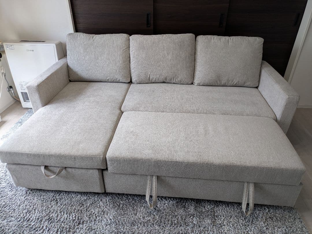 ニトリソファー　カウチソファー　ソファーベッド　ノアーク2 モカ　2〜3人掛け