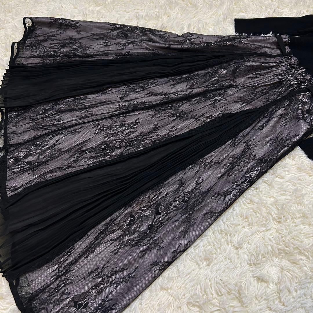 JUSGLITTY レースマチプリーツドッキングワンピース