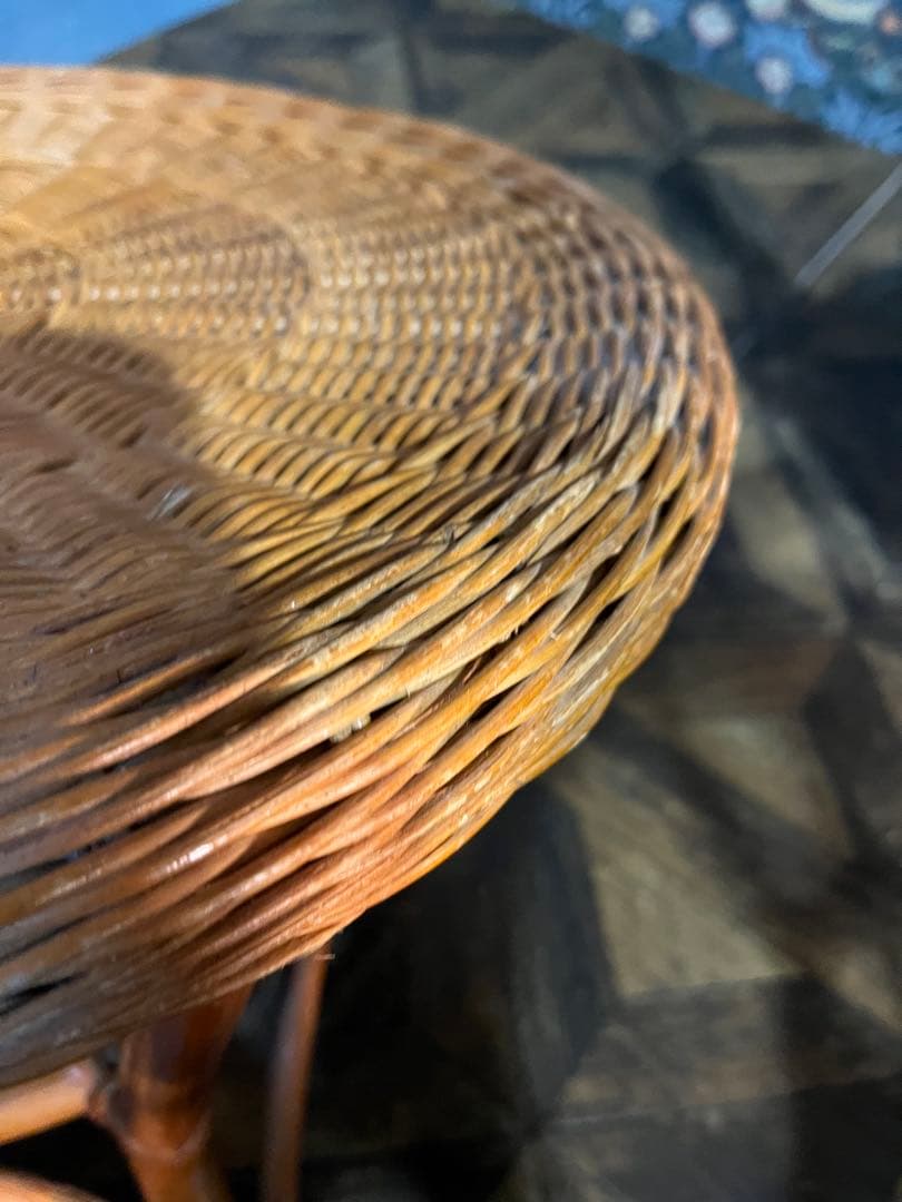 いわんこ＊籐ラタン テーブル 昭和レトロ 当時物 ローテーブル インテリア