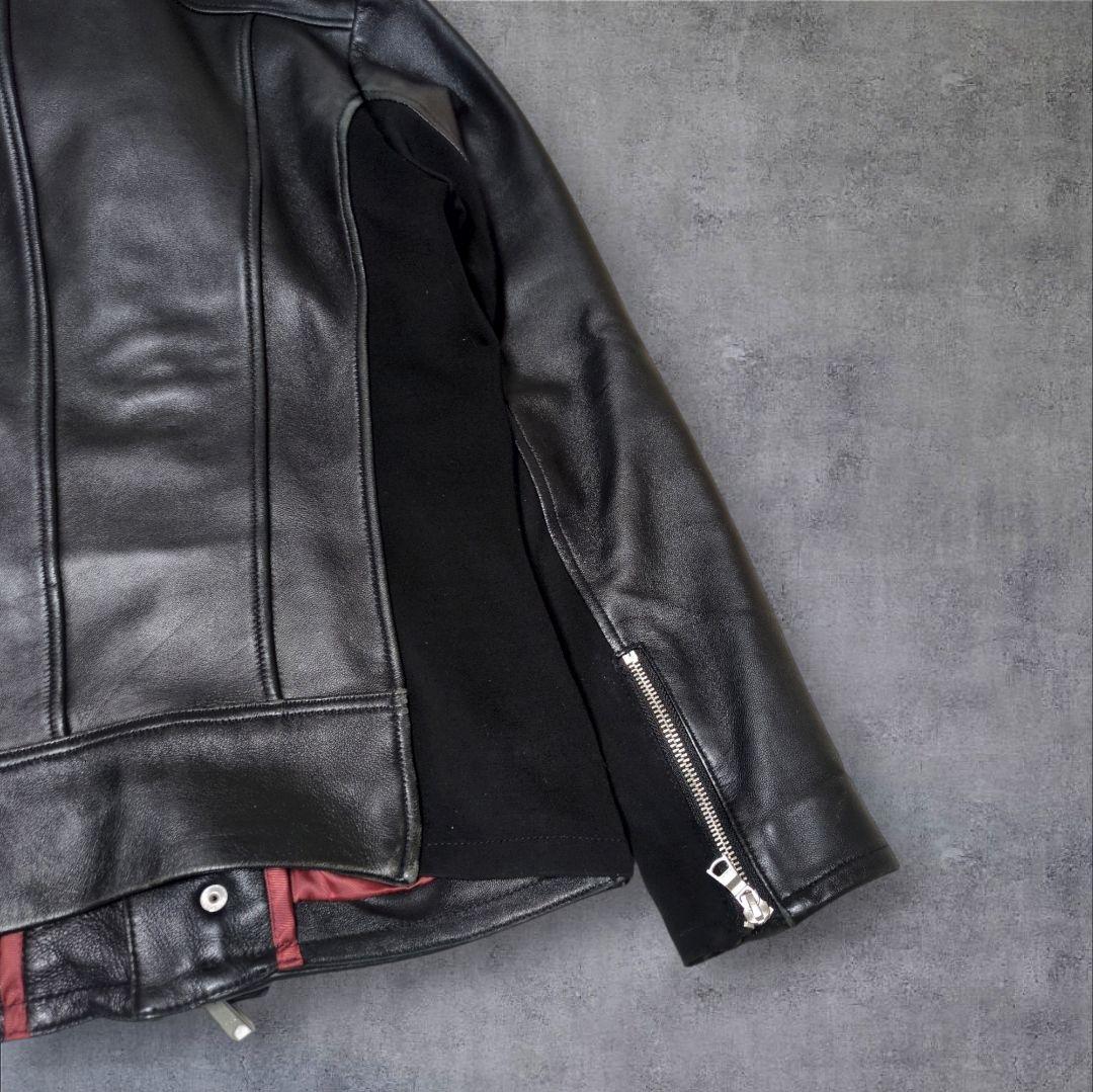 ジョニーウルフ ラムレザー 変形 切替 レザーライダースジャケット IDEAL