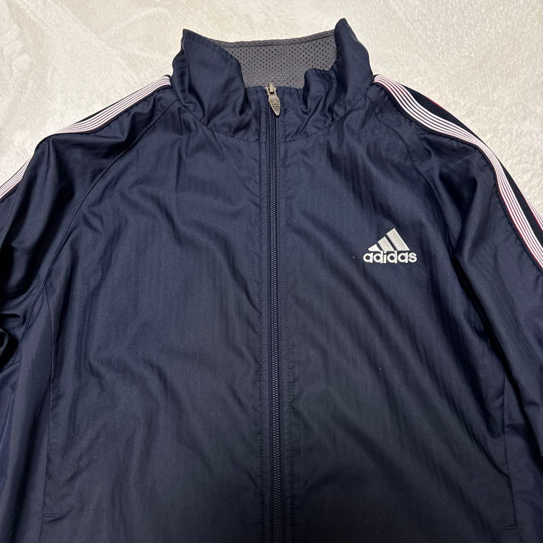 美品 アディダス セットアップ ウィンドブレーカ ジャージ M ネイビー ライン