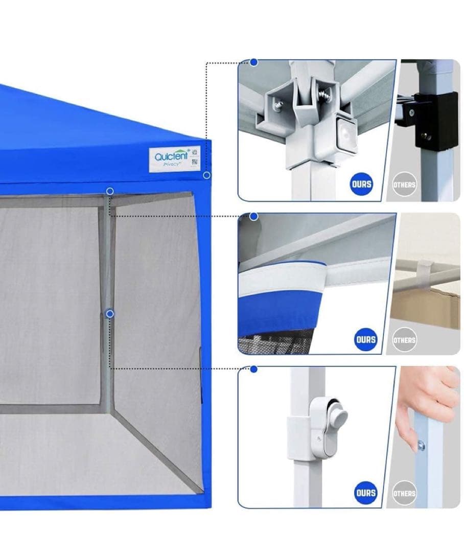 Quictent ワンタッチ タープテント 蚊帳テント 3段階調節 UVカット