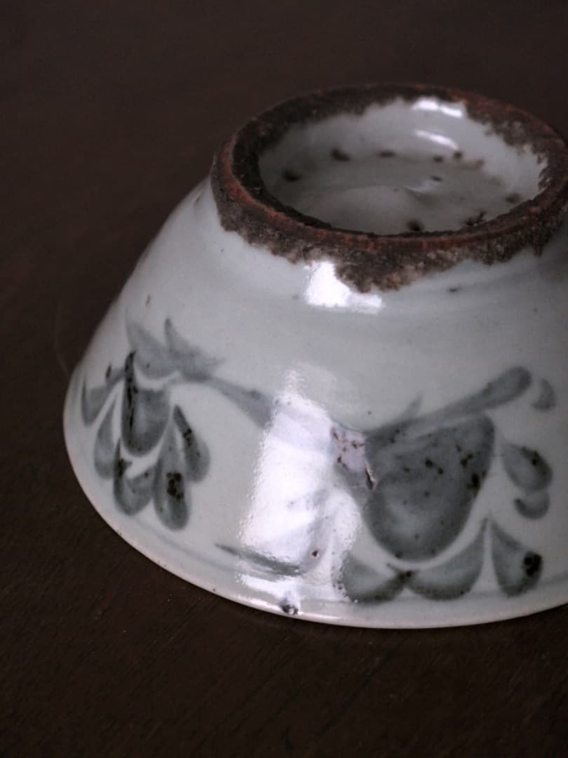 安南染付茶　古陶磁　18世紀　小服茶碗　飯茶碗　鉢　茶道具　Q1813