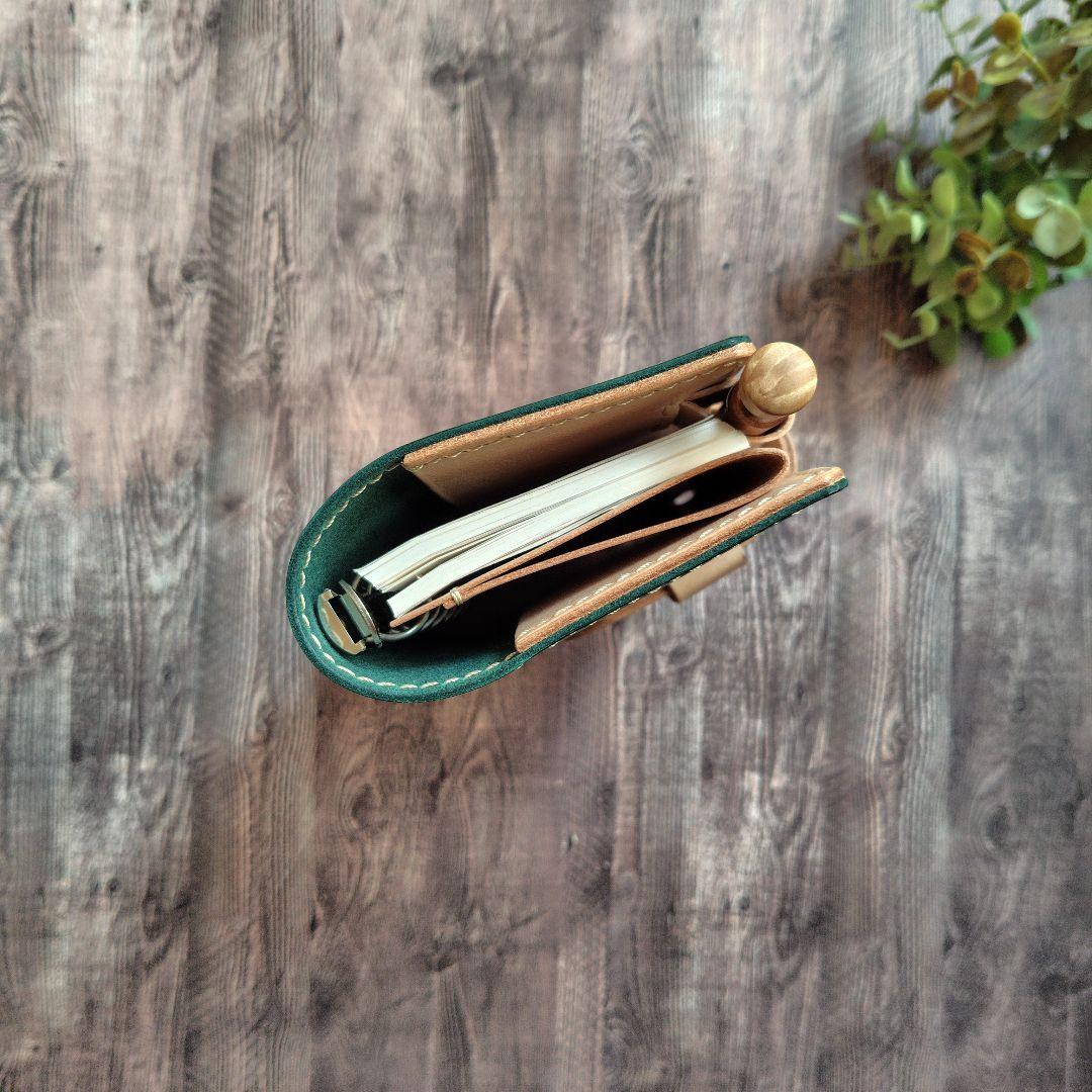 ハンドメイド 本革 システム手帳 手帳カバー ミニ6 M6 B7 ミナペルホネン