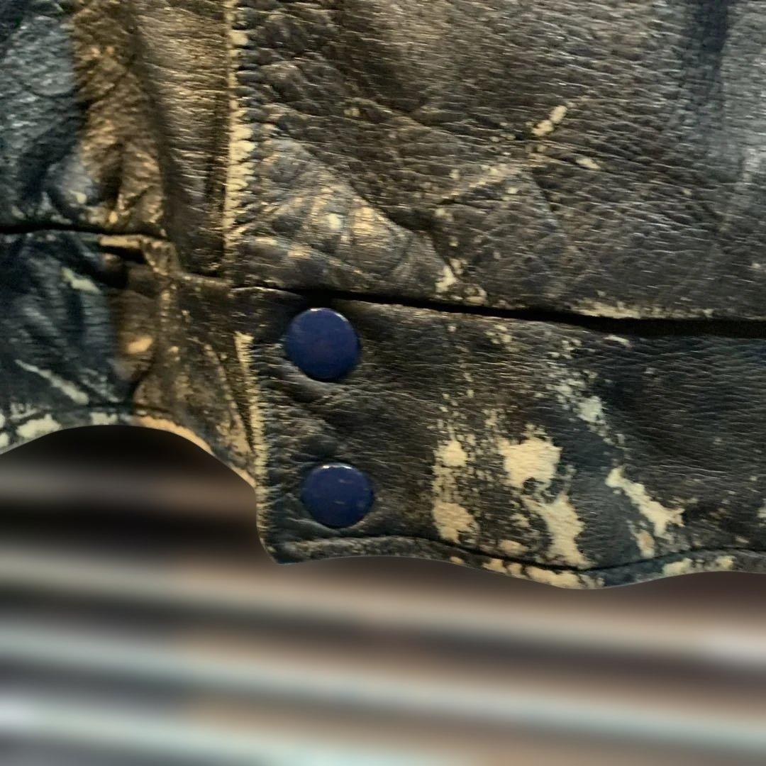 1980年代　US chicago policeレザー パッチ&ジャケット 古着