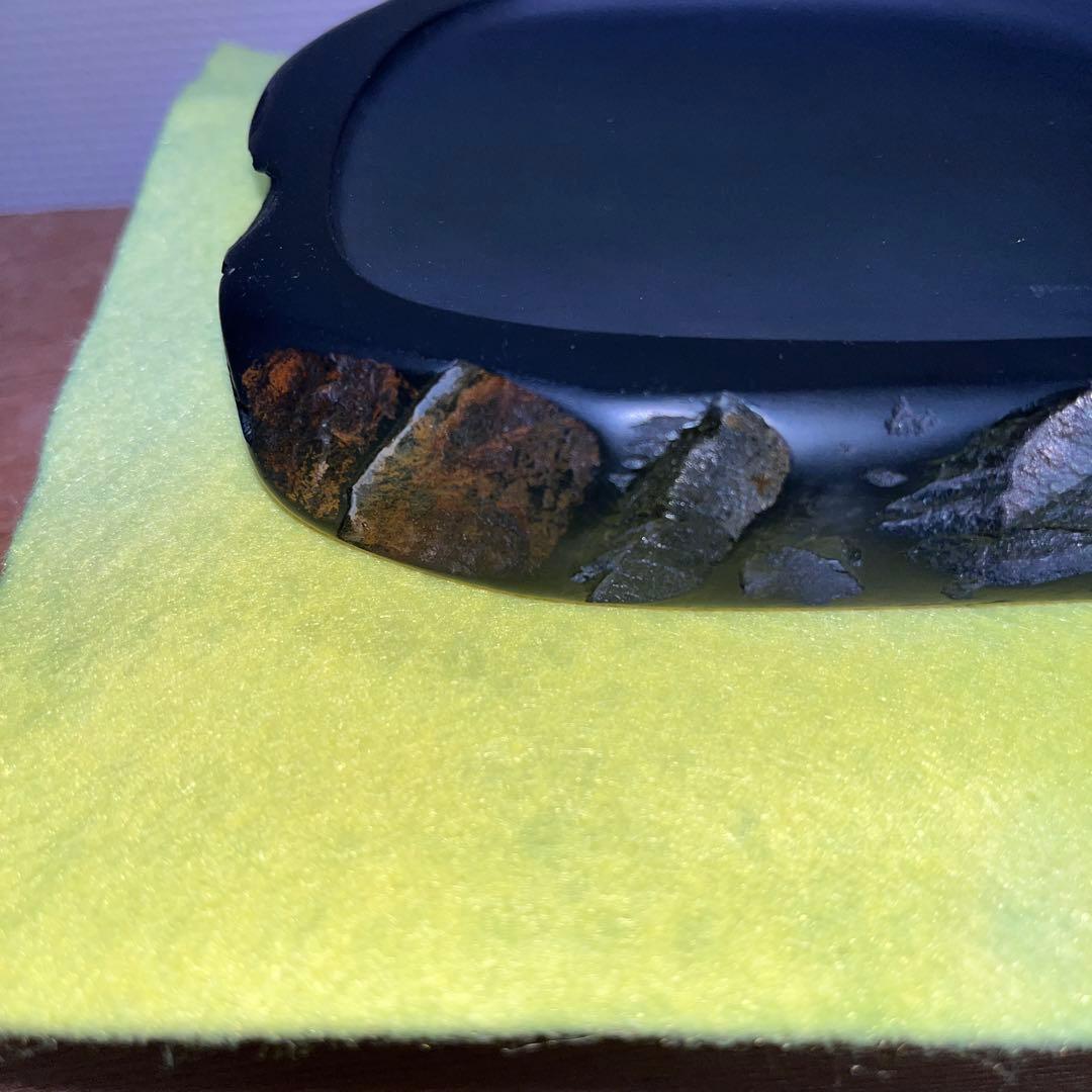 ⭕️信州銘石　横川峡龍渓硯　三代目　秀石　深澤秀教　自然硯　新品美品　女性好み作品