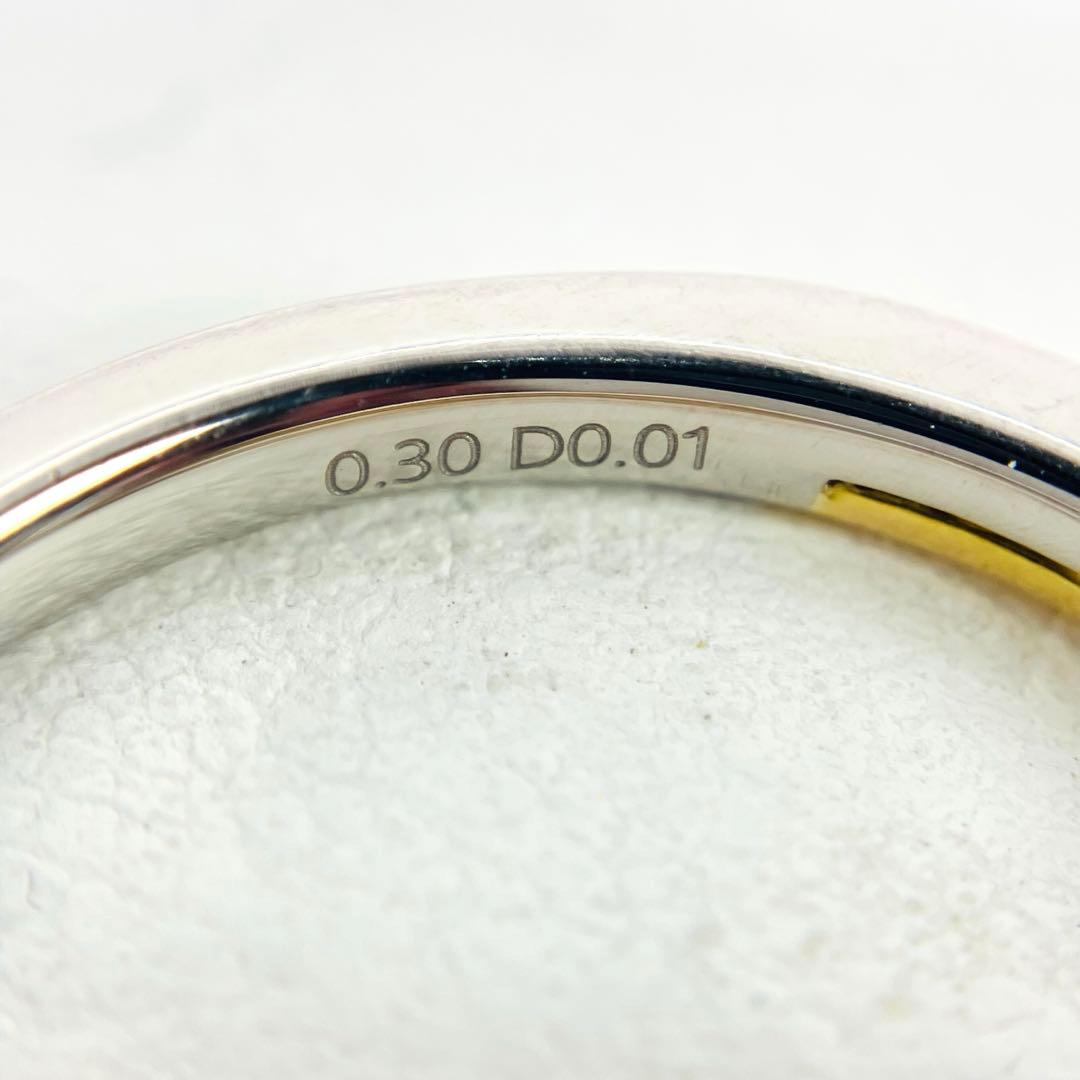 美品 GSTV Pt950/K18 エメラルドカット ダイヤモンド リング