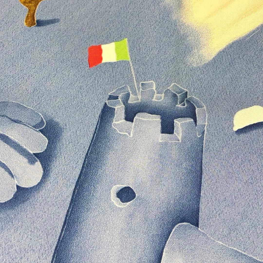 BVLGARI スカーフ 海のテーマ スコップ ブルー グレー シルク 美品