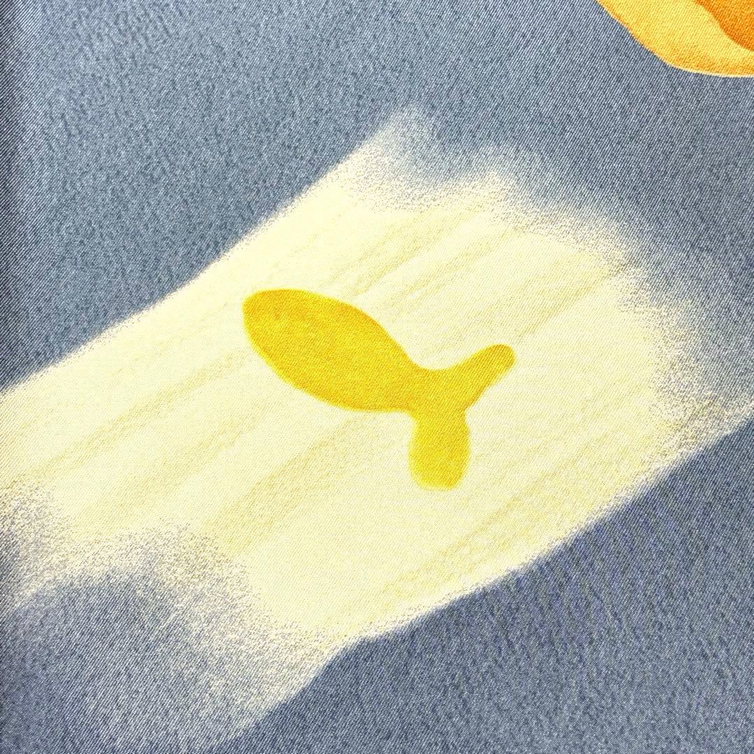 BVLGARI スカーフ 海のテーマ スコップ ブルー グレー シルク 美品