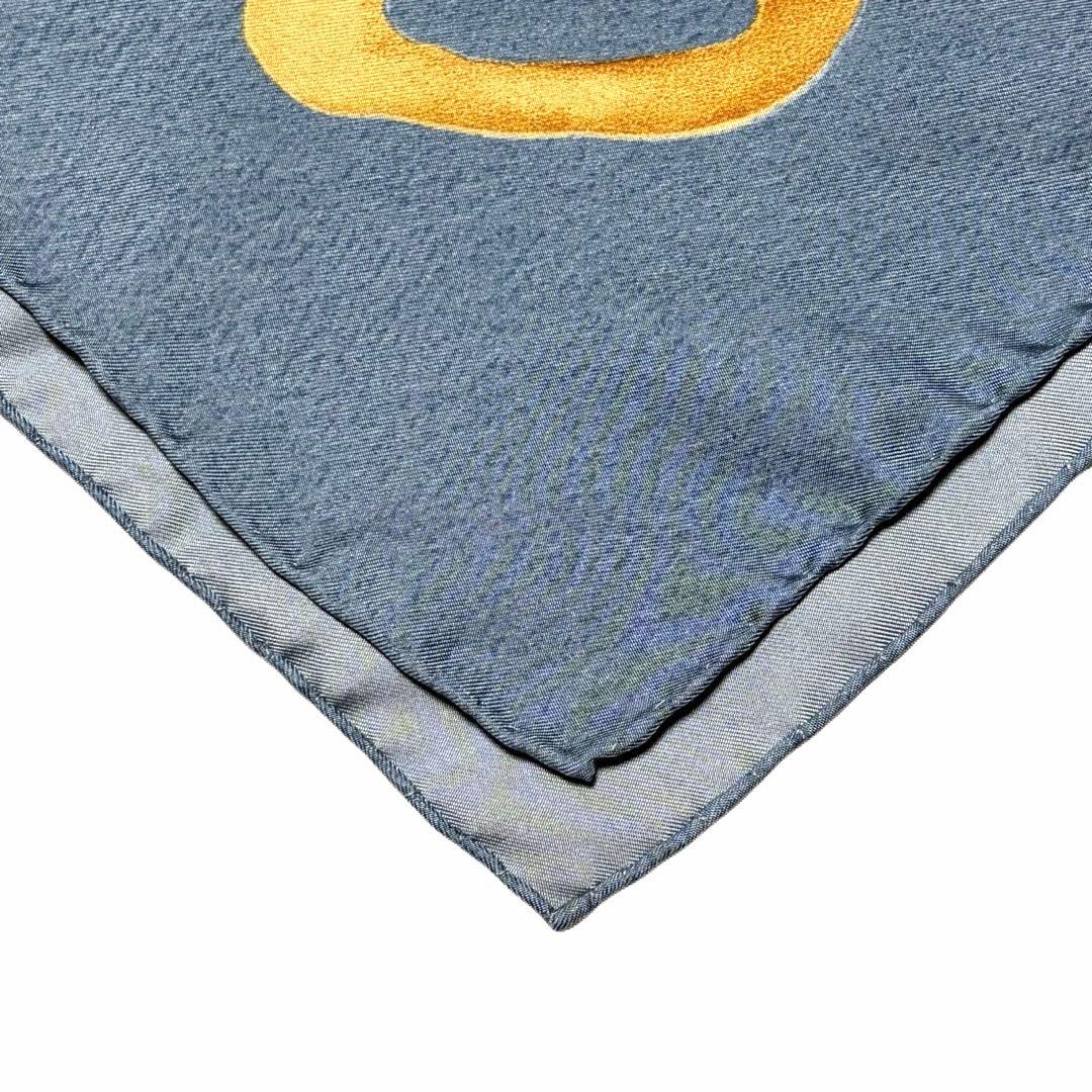 BVLGARI スカーフ 海のテーマ スコップ ブルー グレー シルク 美品