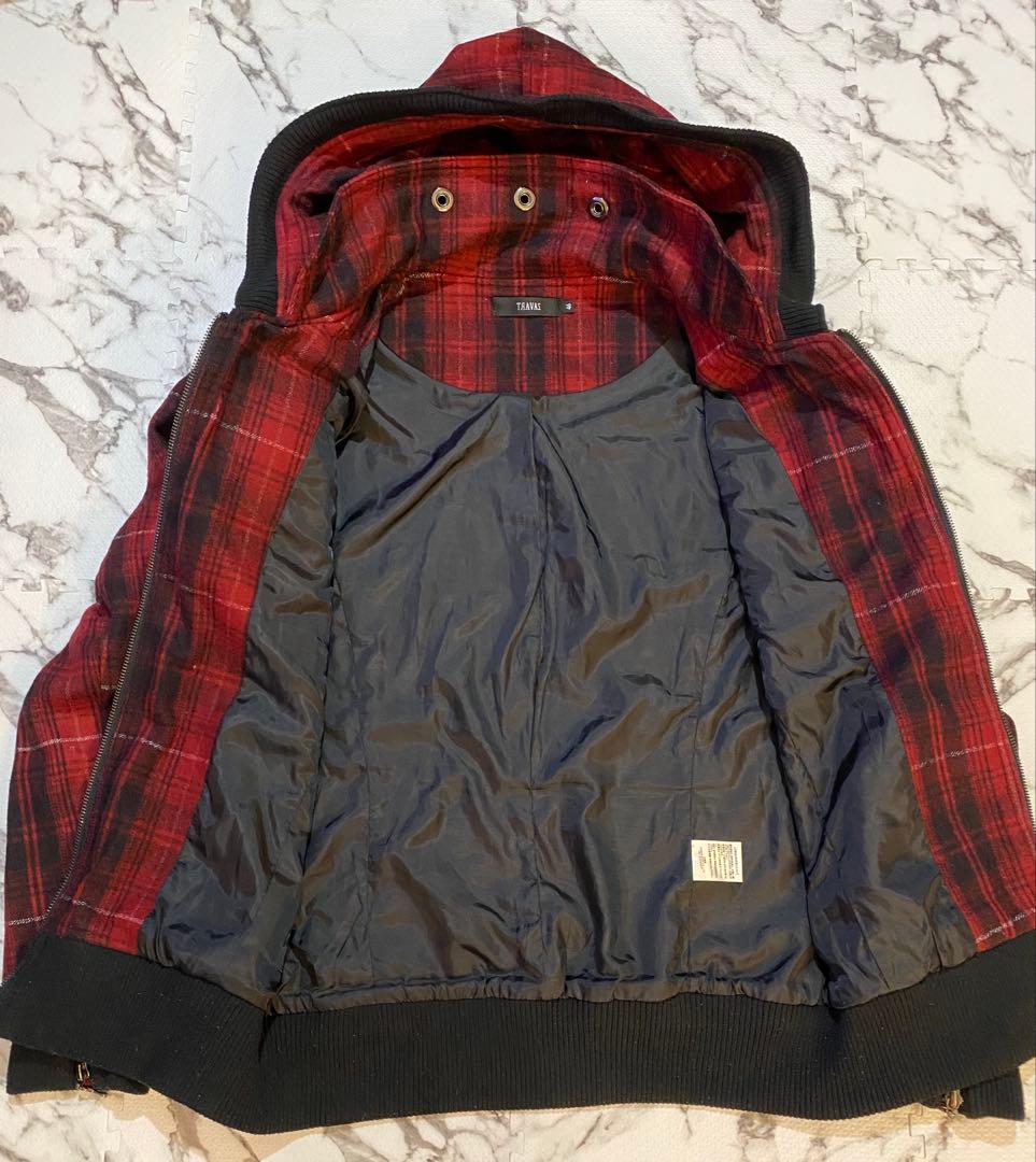 Y2K archive フード収納　ギミック　ジップアップ　赤黒　チェック　平成