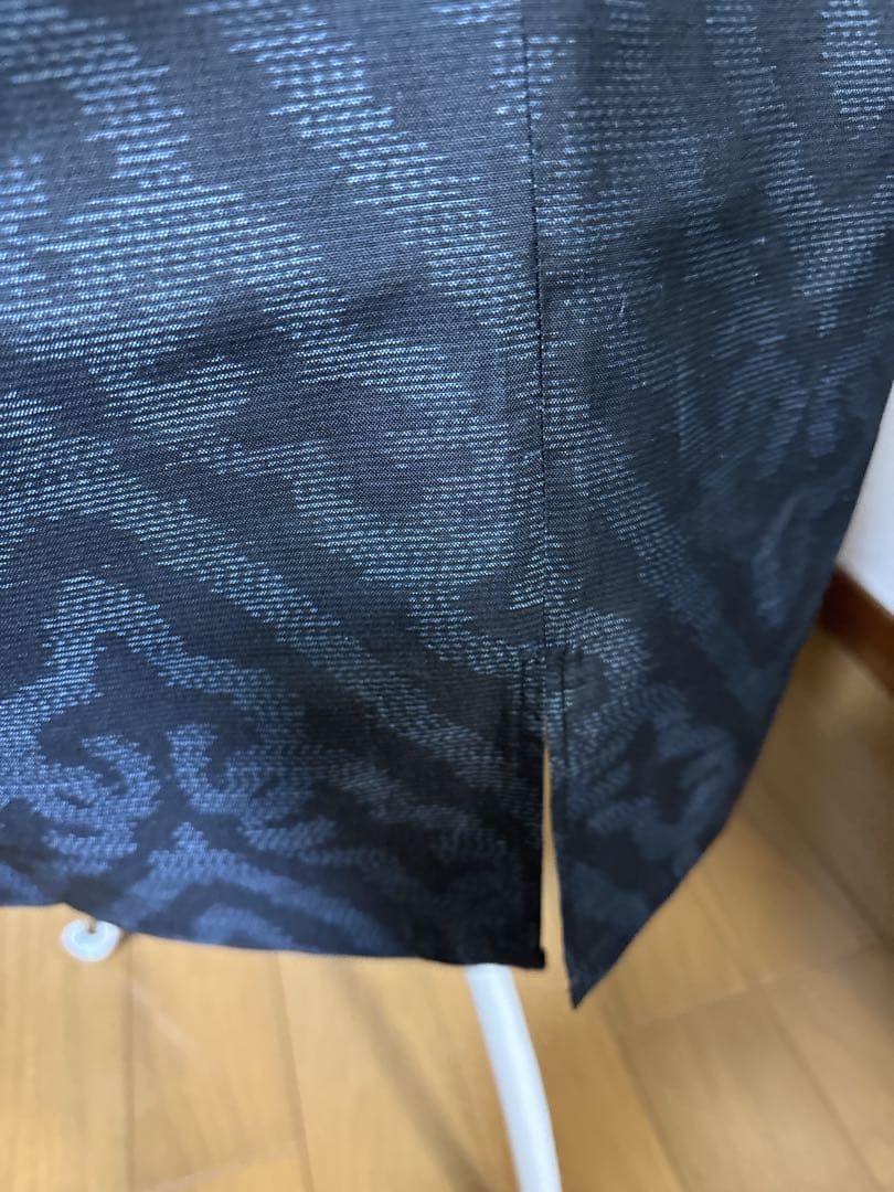 着物リメイク　大島紬　リボンベルト付き　ワンピース