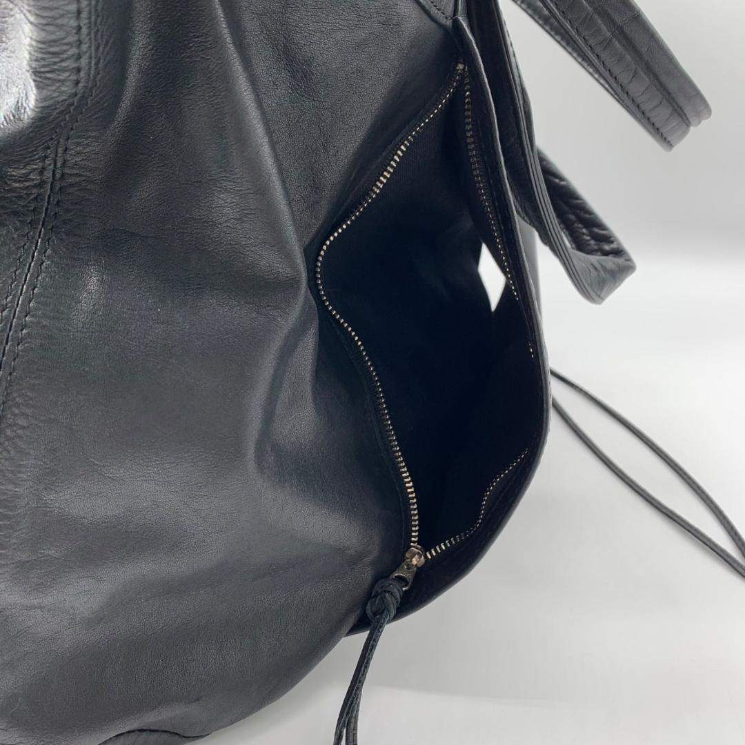 17154✨Y's ワイズ 牛革 レザー トートバッグ 肩掛け 大容量 ブラック