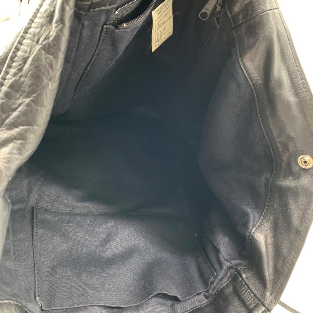 17154✨Y's ワイズ 牛革 レザー トートバッグ 肩掛け 大容量 ブラック