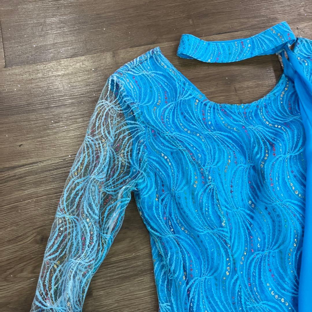 3.4 prima boutique 社交ダンス ドレス スカイブルー フリル