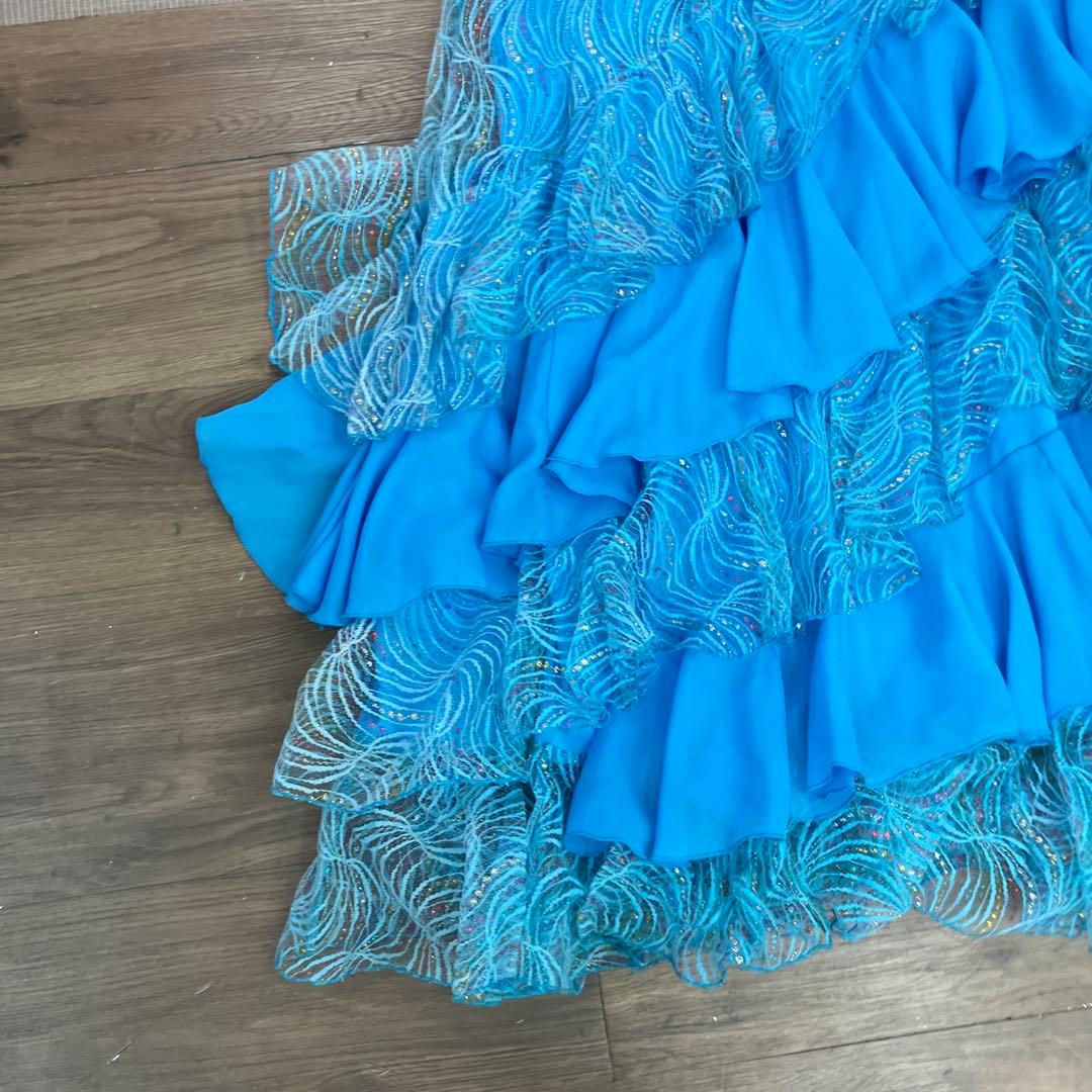 3.4 prima boutique 社交ダンス ドレス スカイブルー フリル