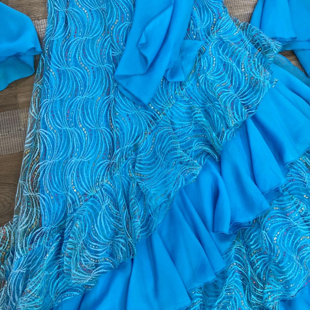 3.4 prima boutique 社交ダンス ドレス スカイブルー フリル