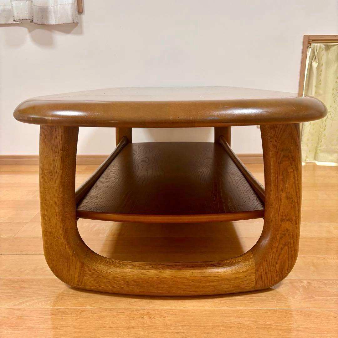 カリモク ローテーブル 棚付き センターテーブル 木製 楕円 国産家具