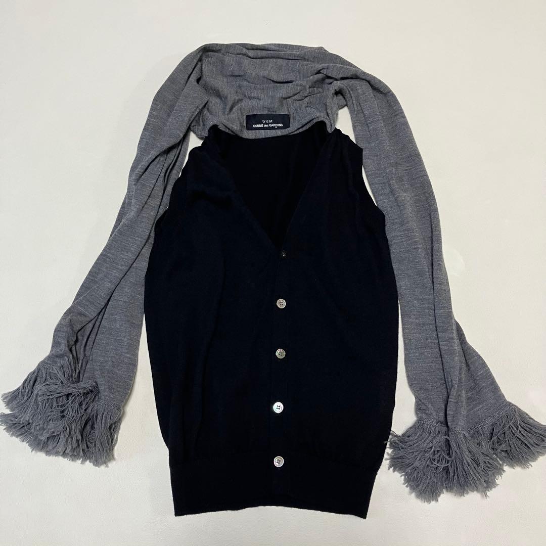 美品 トリココムデギャルソン レイヤード風 ストール付 ニットベストAD2011
